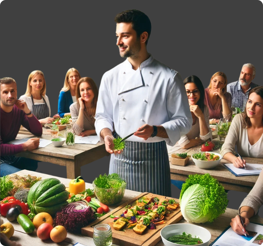 Un groupe de personne entrain de regarder un chef cuisinier