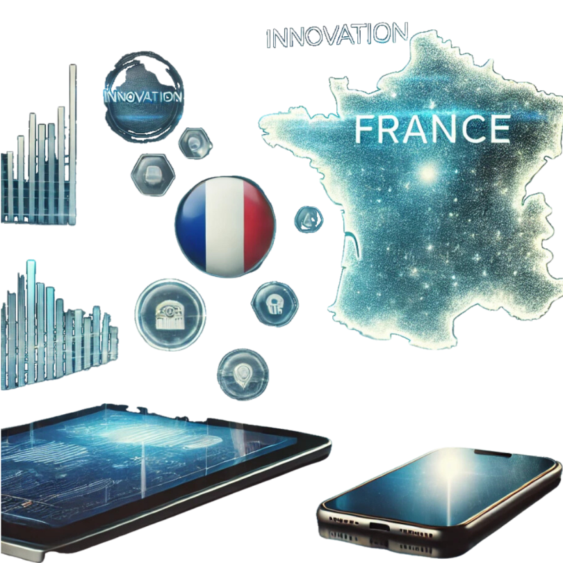 La France avec des graphique et le texte "innovation